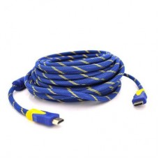 Кабель мультимедийный HDMI to HDMI 1.5m v1.4, OD-8.0mm Blue/Gold Merlion (YT-HDMI(M)/(M)NY/BL-1.5m)