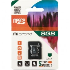 Карта памяти Mibrand 8GB microSD class 4 (MICDC4/8GB-A)