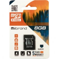 Карта памяти Mibrand 8GB microSDHC class 10 (MICDHC10/8GB-A)