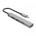 Концентратор Orico USB-A to USB3.0, 2xUSB2.0, TF (AH-A12F-GY-BP) (CA913770)