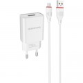 Зарядний пристрій BOROFONE BA20A Sharp charger set (Lightning) White (BA20AMW)