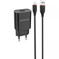 Зарядное устройство BOROFONE BA20A Sharp single port charger set (Micro) Black (BA20AMB)