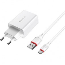 Зарядний пристрій BOROFONE BA21A Long journey single port QC3.0 charger set (Type-C) White (BA21ACW)