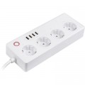 Сетевой фильтр питания TUYA Smart 1.8м, 16A, 4*розетки/4*USB (HS082383)