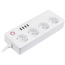 Сетевой фильтр питания TUYA Smart 1.8м, 16A, 4*розетки/4*USB (HS082383)