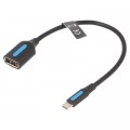 Перехідник USB 2.0 Micro BM to USB AF (OTG) 0.15m Black PVC Vention (CCUBB)