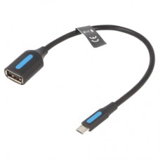 Перехідник USB 2.0 Micro BM to USB AF (OTG) 0.15m Black PVC Vention (CCUBB)