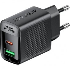 Зарядное устройство Acefast 2xUSB 30W (USB-C+USB-A) Gan A98 Black (6974316283263)