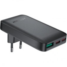 Зарядное устройство Acefast 3xUSB 65W (2xUSB-C+USB-A) Gan A100 Fast Charger Ultra thin black (6974316283492)