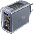 Зарядний пристрій Acefast 3xUSB 65W (2xUSB-C+USB-A) Gan A45 Fast Charger Mica gray (6974316282105)