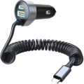 Зарядний пристрій Choetech 2xUSB 65W (1xUSB-C+1USB-A) PD 30W with spring Type-C cable 1.2M black (TC0030-BK)