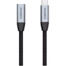 Дата кабель USB-C 3.1 AM/AF 2.0m 10Gbps 100W nylon braid Choetech (XCC-1039-CA-GY)