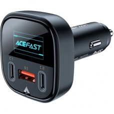 Зарядний пристрій Acefast B5 Car Charger 2xUSB-C + 1xUSB-A 101W OLED smart display Metal Black (6974316281436)