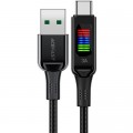 Дата кабель USB 2.0 AM to USB-C 1.2m 3A nylon with LED C7-04 black Acefast (6974316282785)