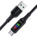 Дата кабель USB 2.0 AM to USB-C 1.2m 3A nylon with LED C7-04 black Acefast (6974316282785)