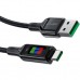 Дата кабель USB 2.0 AM to USB-C 1.2m 3A nylon with LED C7-04 black Acefast (6974316282785)