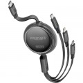 Дата кабель USB-C to Lightning 1.1m 27W + USB-C 60W + Micro USB TrioCord-R black Promate (triocord-r.black)