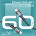 Дата кабель USB-C to USB-C 1.2m 60W PD FletchLink-CC black Promate (fletchlink-cc.black)