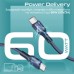 Дата кабель USB-C to USB-C 1.2m 60W PD FletchLink-CC blue Promate (fletchlink-cc.blue)