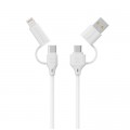 Дата кабель USB-C + USB 2.0 AM to USB-C + Lightning 1.2m 60W quadcord-pd60 white Promate (quadcord-pd60.white)