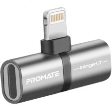 Перехідник Lightning M to 2xLightning F Audiо + Charge Promate (ihinge-lt.grey)