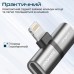 Перехідник Lightning M to 2xLightning F Audiо + Charge Promate (ihinge-lt.grey)