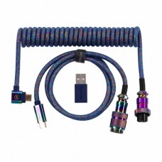 Дата кабель USB-C + USB A to USB-C 1.08m Premium Coiled Aviator blue Keychron (CAB8_KEYCHRON)