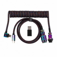 Дата кабель USB-C + USB A to USB-C 1.08m Premium Coiled Aviator black Keychron (CAB7_KEYCHRON)