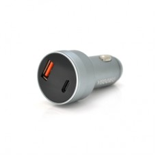 Зарядний пристрій VEGGIEG USB QC3.0 + USB-C PD 3.1A digital display silver (QC-C200)