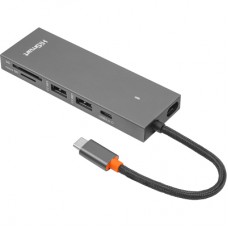 Концентратор HiSmart USB-C to 2xUSB 3.0 + 2xUSB-C + SD + TF + HDMI 4K60Hz gray (CA913459)