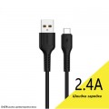 Дата кабель USB 2.0 AM to USB-C 1.0m 2.4A silicone black Denmen (DM-D42T-BK)