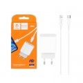 Зарядное устройство Denmen USB-C PD20W 3.6A + cable USB-C to Lightning white (DM-DC06L-WH)