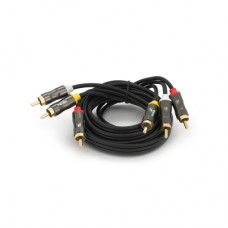 Кабель мультимедийный 3xRCA M to 3xRCA M 1.5m black VEGGIEG (YT-AV301)