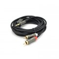 Кабель мультимедийный 3.5mm M to 2xRCA M 3.0m black VEGGIEG (YT-AR2-3)