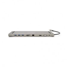 Концентратор VEGGIEG USB-C 8-in-1 USB-C + 3xUSB 3.0 + HDMI + VGA + 3.5mm + SD/TF + RJ45 0.1m silver (TC10)