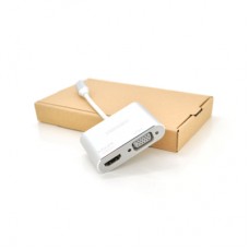 Концентратор VEGGIEG USB-C 2-in-1 HDMI + VGA 0.1m silver (TC02)