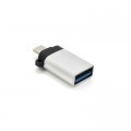Перехідник USB 3.0 AF to Micro 5P M OTG silver VEGGIEG (TC-113)