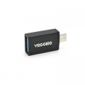 Перехідник USB 2.0 AF to Micro 5P M OTG black VEGGIEG (V-OT01)