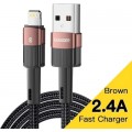 Дата кабель USB 2.0 AM to Lightning 2.0m 2.4A brown Essager (EXCL-XCA12)