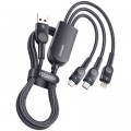 Дата кабель USB 2.0 AM to Lightning + Micro 5P + Type-C 1.2m 66W black Essager (EXCMTL-XJ01)