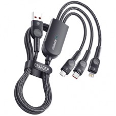 Дата кабель USB 2.0 AM to Lightning + Micro 5P + Type-C 1.2m 66W black Essager (EXCMTL-XJ01)