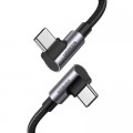 Дата кабель USB-C to USB-C 1.0m 100W (20V/5A) 90° corner braided black Ugreen (70696)
