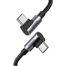 Дата кабель USB-C to USB-C 1.0m 100W (20V/5A) 90° corner braided black Ugreen (70696)