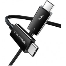 Дата кабель USB-C to USB-C 0.5m Thunderbolt 3 100W (20V/5A) 5K60Hz Cabletime (CA915392)