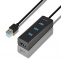Концентратор AXAGON USB 3.1 to 4xUSB 3.0 1.2m + cable USB to Micro 5P black (HUE-S2BL)
