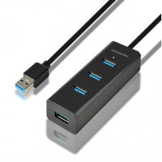Концентратор AXAGON USB 3.1 to 4xUSB 3.0 1.2m + cable USB to Micro 5P black (HUE-S2BL)