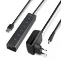 Концентратор AXAGON USB 3.1 to 7xUSB 3.0 + power adapter black (HUE-SA7BP)