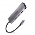 Концентратор AXAGON USB-C to 2xUSBA + HDMI + SD/microSD + USB-C PD 100W 0.2m grey (HMC-5)