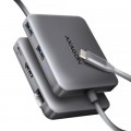Концентратор AXAGON USB-C to 2xUSB-A + HDMI + RJ45 + PD 100W 0.2m grey (HMC-5HL)