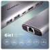 Концентратор AXAGON USB-C to 2xUSB-A + 1xUSB-C + HDMI + RJ45 + PD100W 0.15m gray (HMC-6G2L)